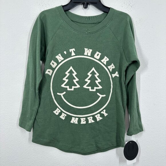 Tiny Whales Other - Tiny‎ Whales Kids Longsleeve Shirt Holiday Christmas Don't Worry Be Merry NWT